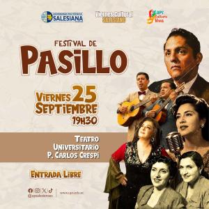 Afiche del Viernes Cultural Salesiano - Festival de Pasillo